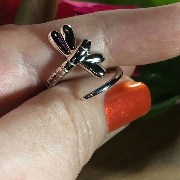 Dragonfly Sterling Silver Wrap Ring Sizes 7,10,11 - Picture 3 of 6